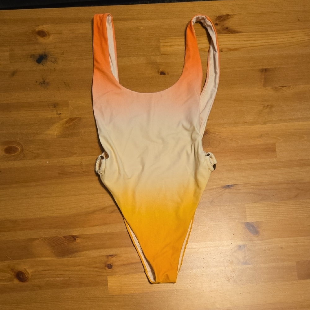 Aerie Orange and Yellow Gradient One Piece Swimsuit
